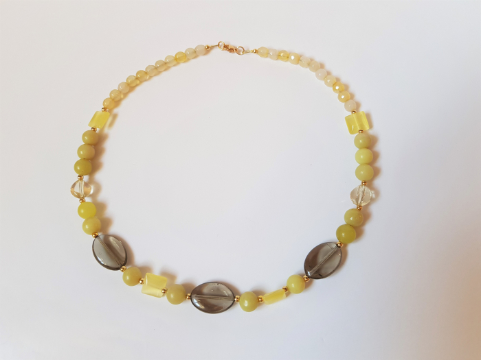 Colier de jad verde, cuart fumuriu si agate galbene [2]