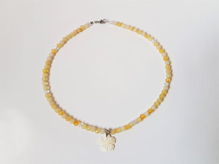 Colier din agate galbene cu pandantiv de sidef [4]