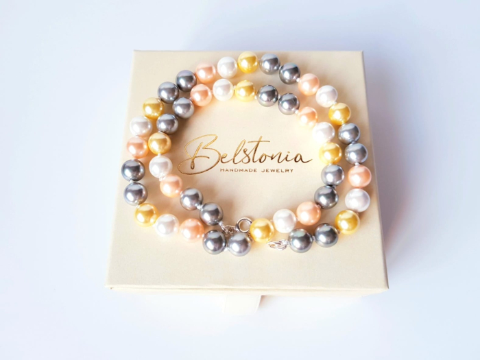 Colier din perle de scoică – 4 culori (alb, roz, gri, galben) [6]