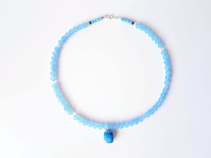 Colier handmade cu jad albastru si angelit [3]