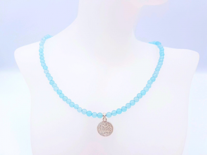 Colier jad bleu si pandantiv lotus [5]