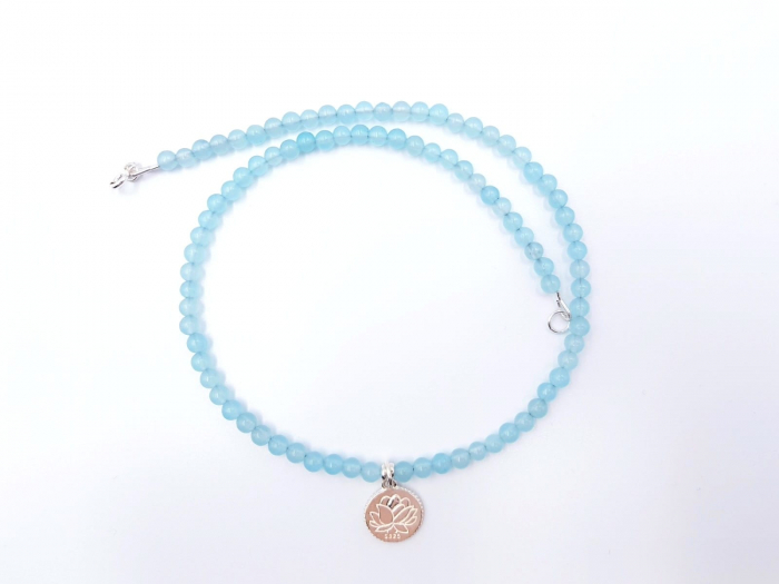 Colier jad bleu si pandantiv lotus [6]