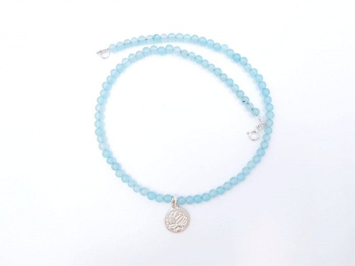 Colier jad bleu si pandantiv lotus [3]