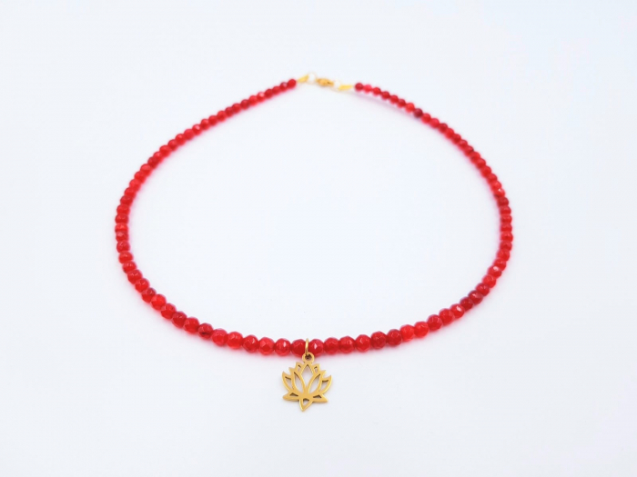 Colier jad rosu cu pandantiv lotus [4]