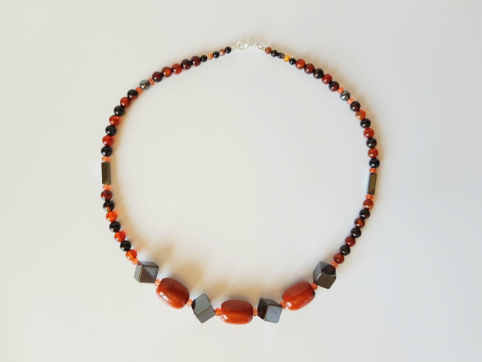 Colier jasp rosu, agate si hematit [2]