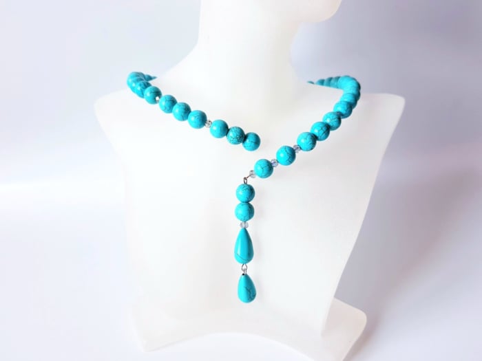 Colier la baza gatului cu turcoaz reconstituit si cristale [4]