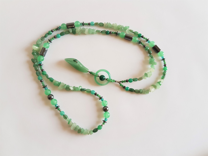 Colier lung cu aventurin, agate si hematite [2]