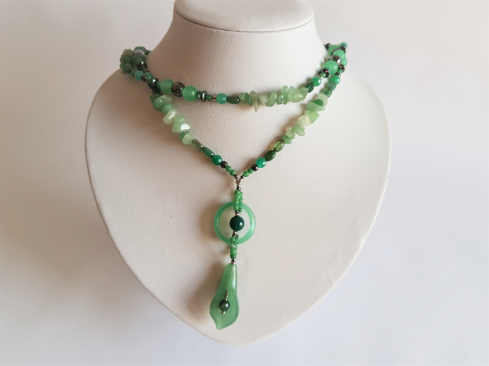 Colier lung cu aventurin, agate si hematite [7]