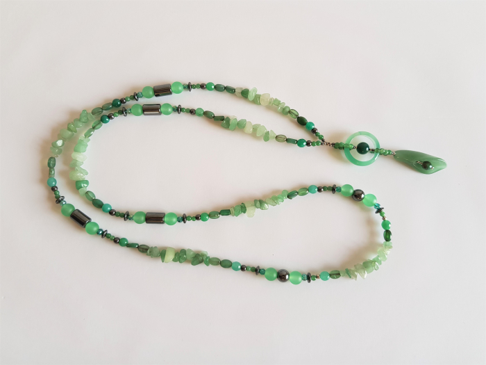 Colier lung cu aventurin, agate si hematite [4]