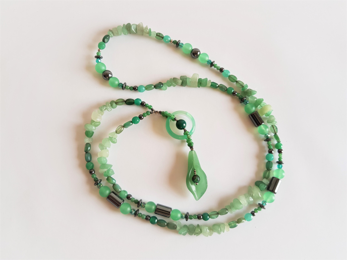 Colier lung cu aventurin, agate si hematite [6]
