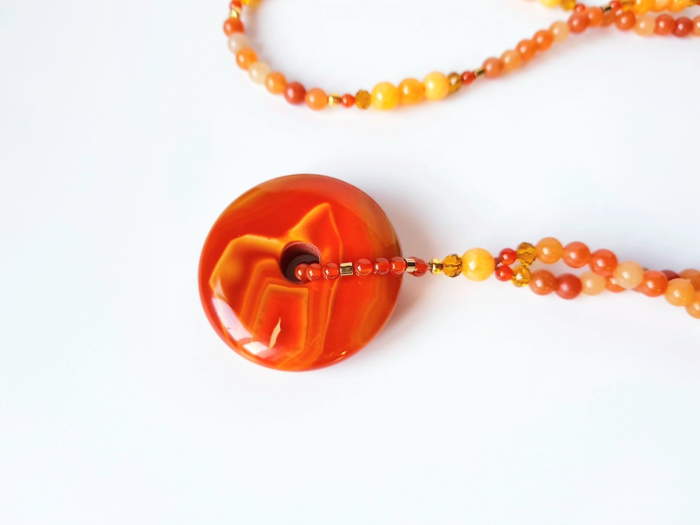 Colier lung cu jad, agat si hematit auriu [4]