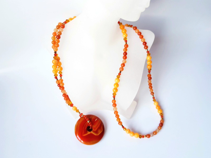 Colier lung cu jad, agat si hematit auriu [8]