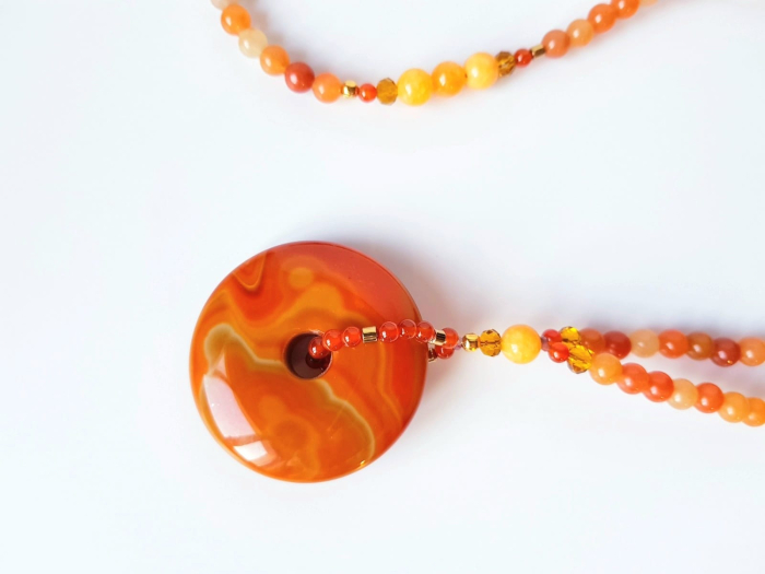 Colier lung cu jad, agat si hematit auriu [5]