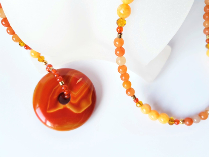 Colier lung cu jad, agat si hematit auriu [9]