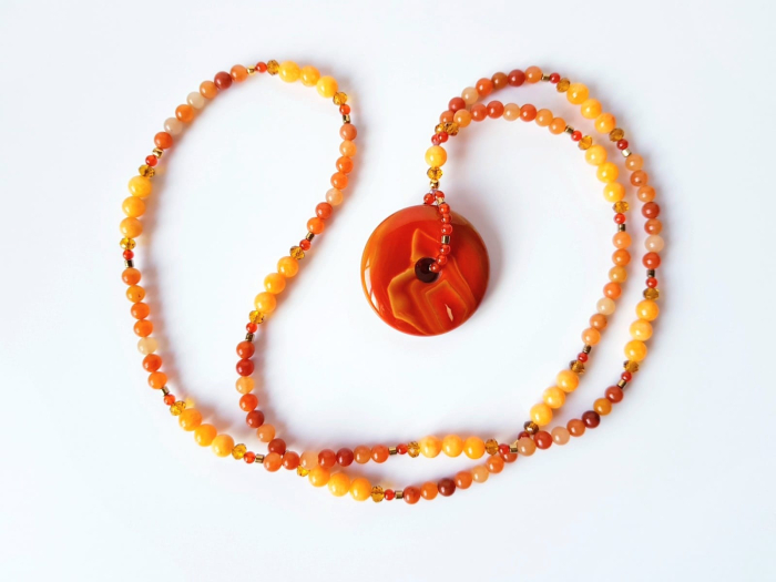 Colier lung cu jad, agat si hematit auriu [3]