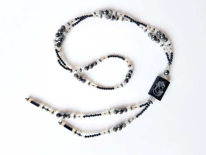 Colier lung cu onix, labradorit, hematit, agate si cristale [3]