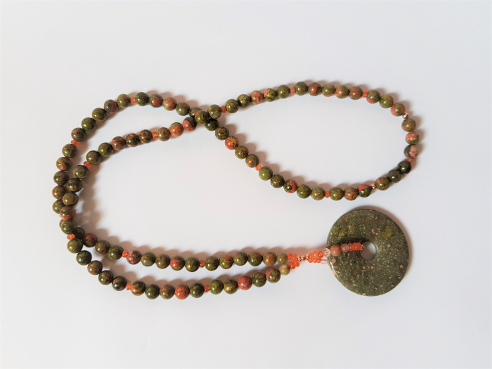 Colier lung cu unakite si cuart cherry [3]