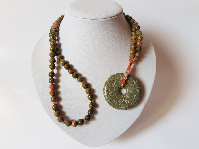 Colier lung cu unakite si cuart cherry [5]