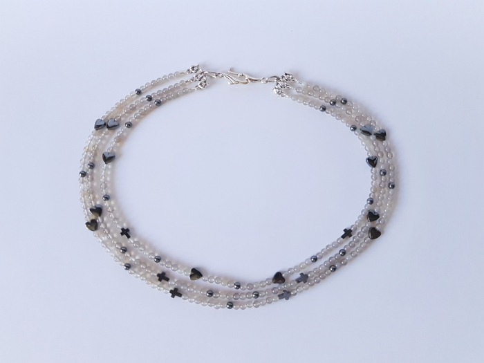Colier multisir cu agate gri si hematite [3]