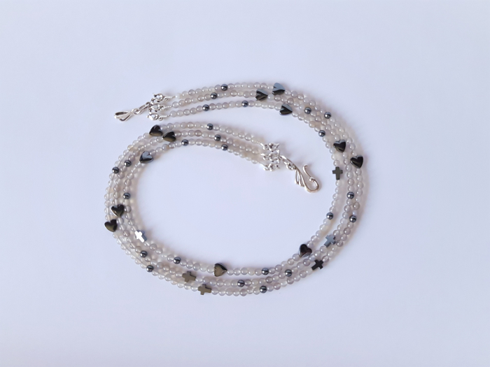 Colier multisir cu agate gri si hematite [4]