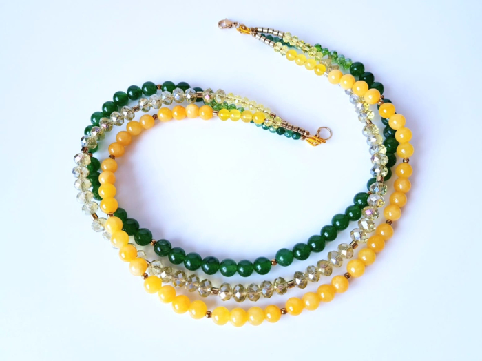 Colier multisir cu jad galben, jad verde si cristale [3]