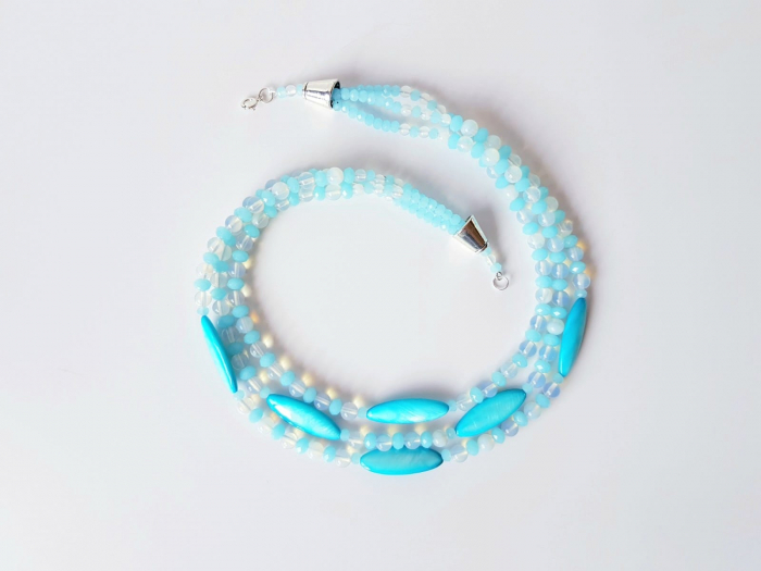 Colier multisir cu sidef bleu, opalit si cristale bleu [4]