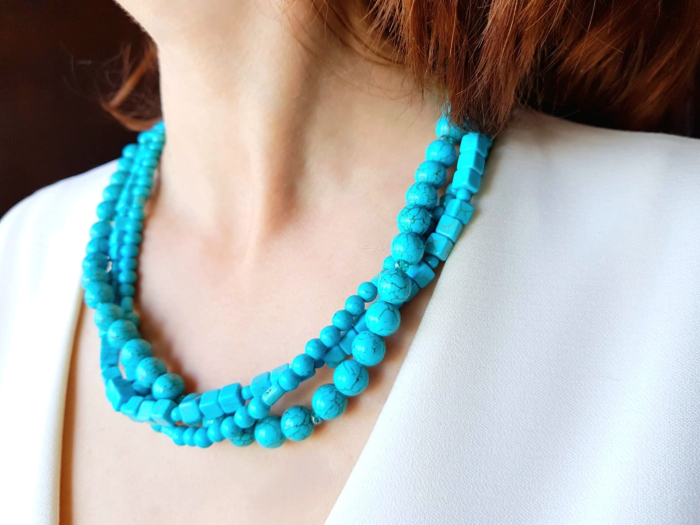 Colier multisir din turcoaz reconstituit [3]