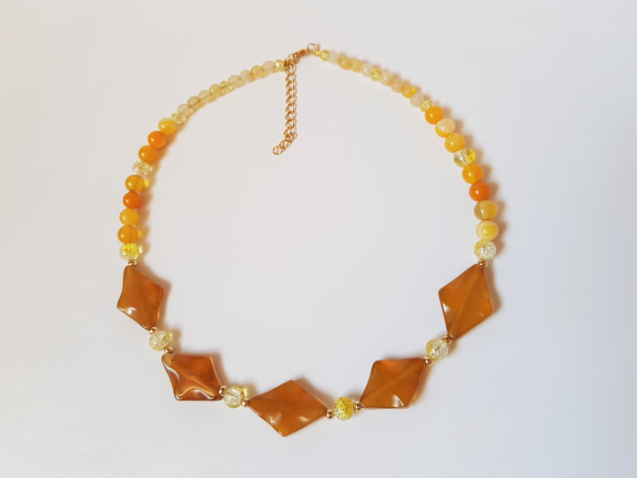 Colier solar de jad galben si agate [3]