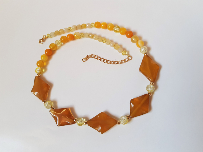 Colier solar de jad galben si agate [4]