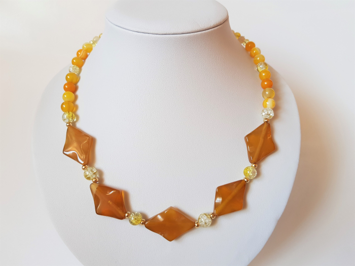 Colier solar de jad galben si agate [2]