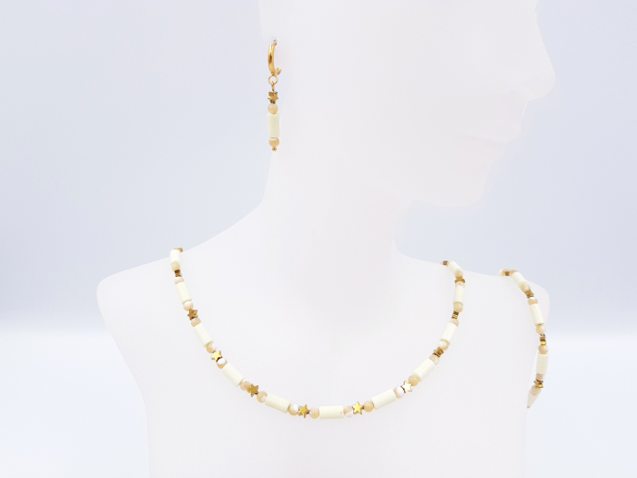 Set colier, cercei si bratara cu agate, sidef si hematit [4]