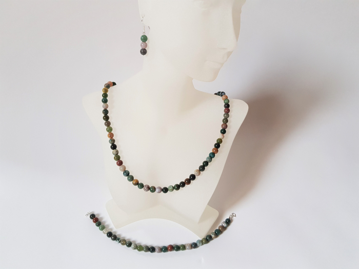 Set colier, cercei si bratara din agate indiene [5]