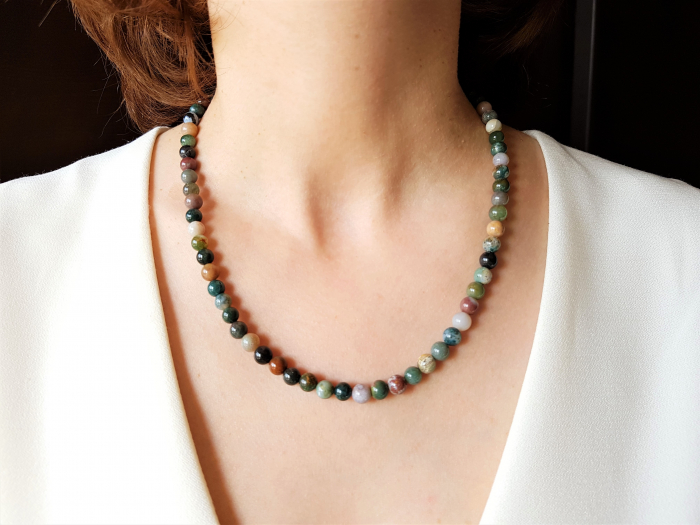 Set colier, cercei si bratara din agate indiene [9]