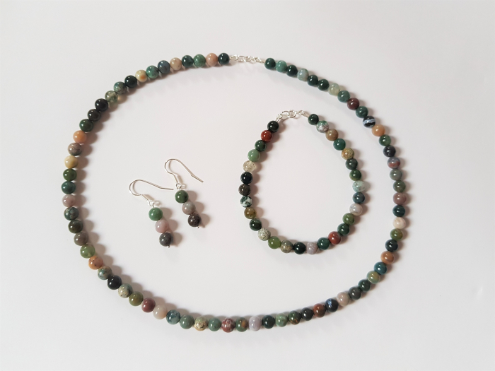 Set colier, cercei si bratara din agate indiene [8]