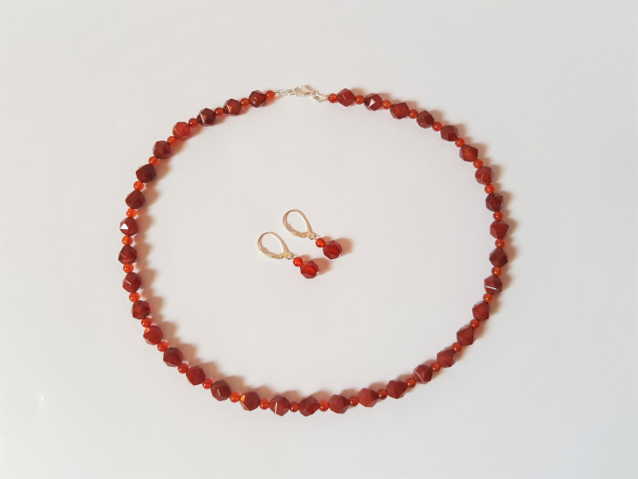 Set colier si cercei clasic cu agate grena [6]