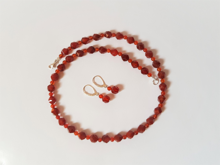 Set colier si cercei clasic cu agate grena [7]
