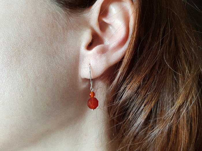 Set colier si cercei clasic cu agate grena [3]