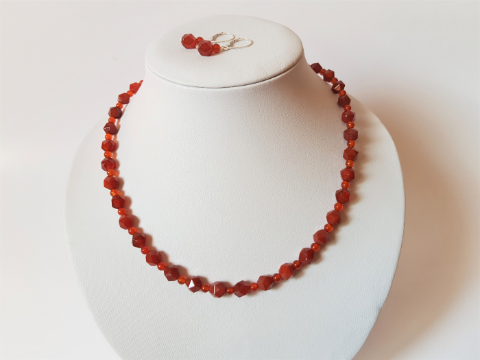 Set colier si cercei clasic cu agate grena [4]
