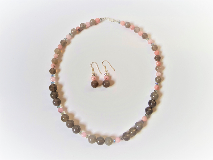 Set colier si cercei cu agate gri si jasp cherry blossom [3]