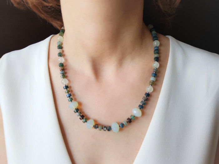 Set colier si cercei cu agate indiene, hematite, jad si cristale [2]