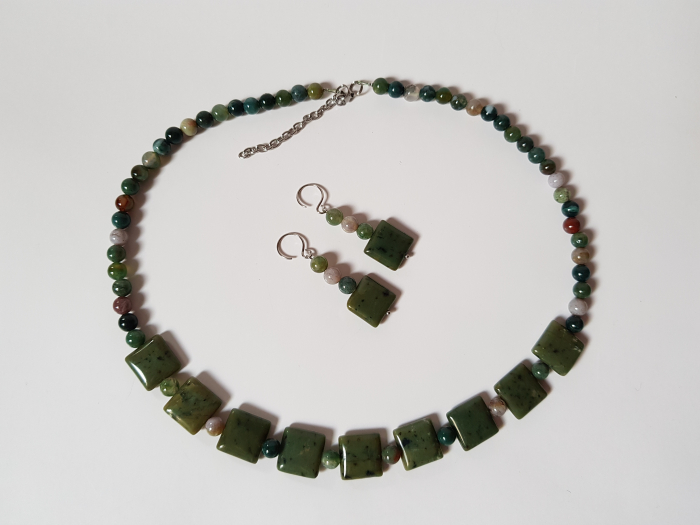 Set colier si cercei cu agate indiene si jasp [5]