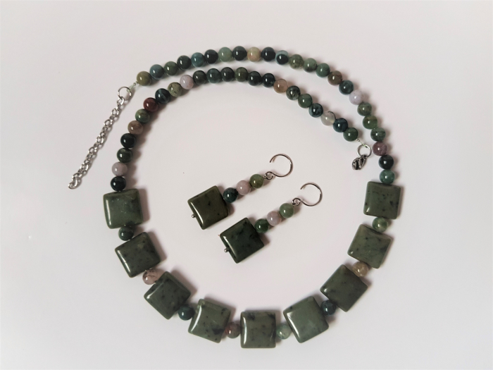 Set colier si cercei cu agate indiene si jasp [4]