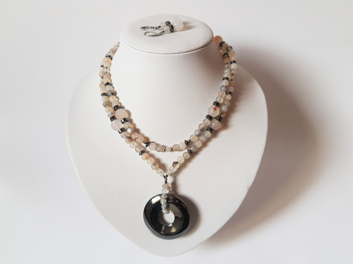 Set colier si cercei cu agate si hematite [4]