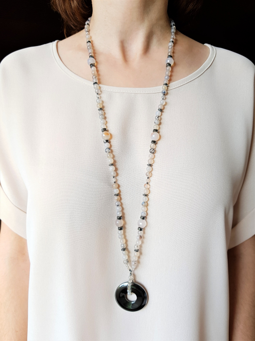 Set colier si cercei cu agate si hematite [2]