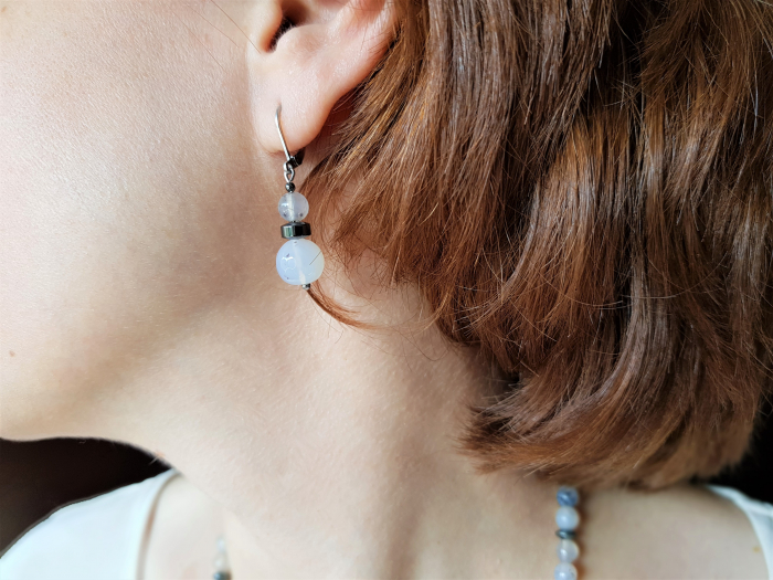 Set colier si cercei cu agate si hematite [3]