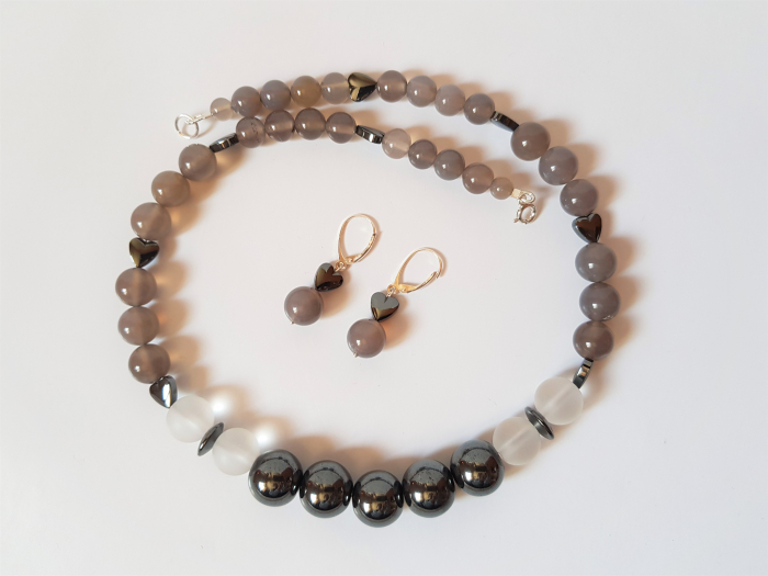 Set colier si cercei cu hematite si agate [5]
