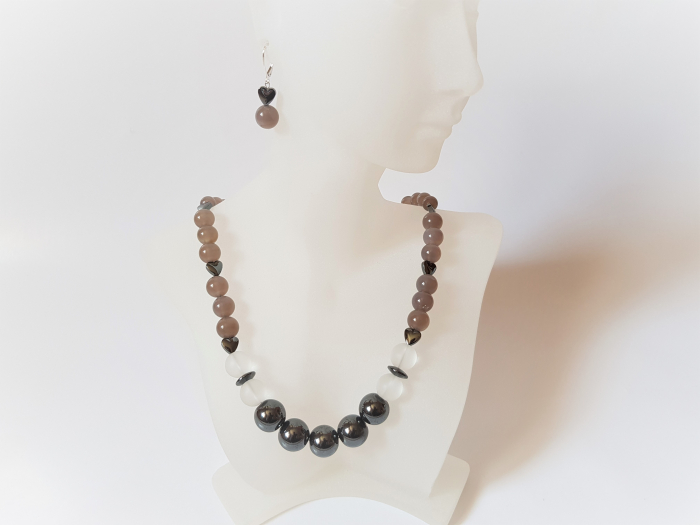 Set colier si cercei cu hematite si agate [4]