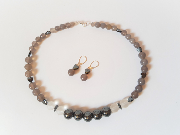 Set colier si cercei cu hematite si agate [6]