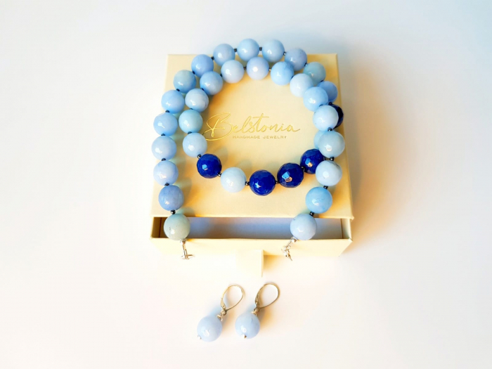 Set colier si cercei cu jad bleu si jad safir [7]