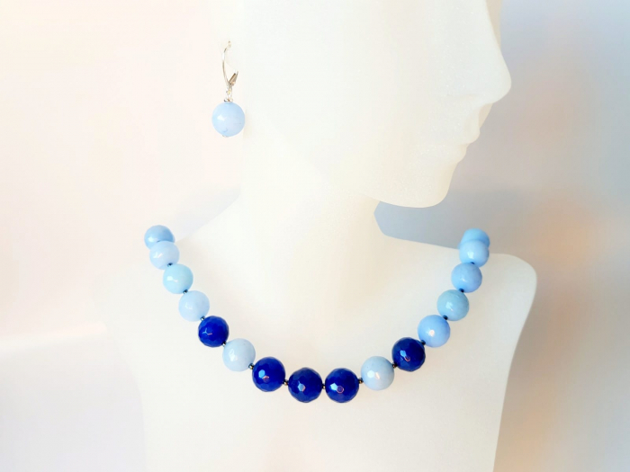 Set colier si cercei cu jad bleu si jad safir [6]